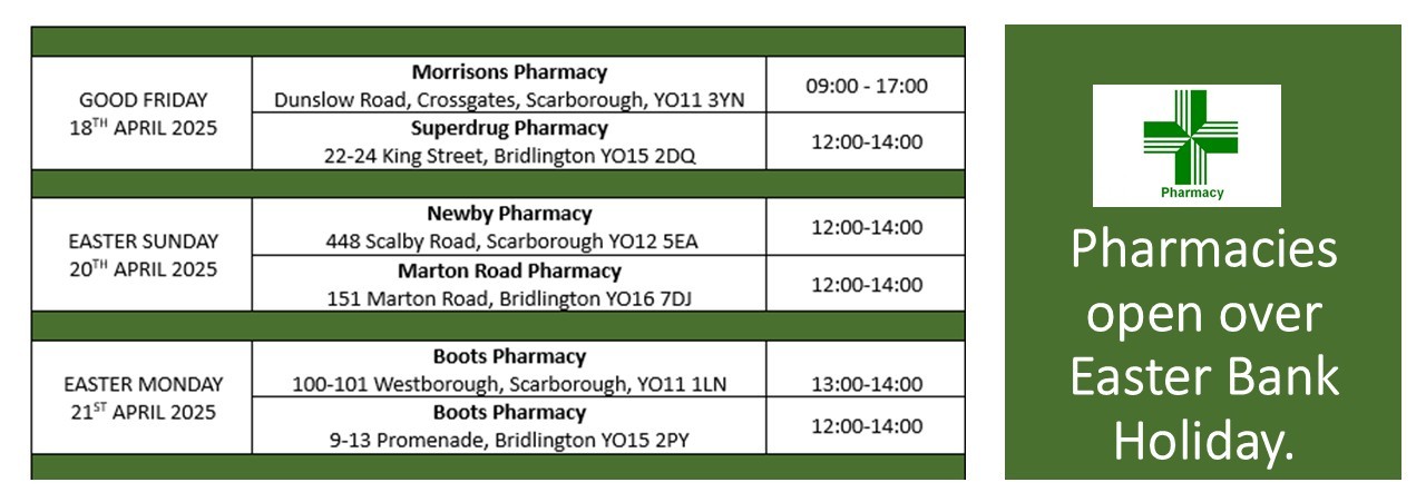 Local Pharmacy Opening Times Over Easter Bank Holiday